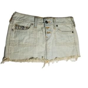 True Religion Light Blue Jean Skirt with Studs